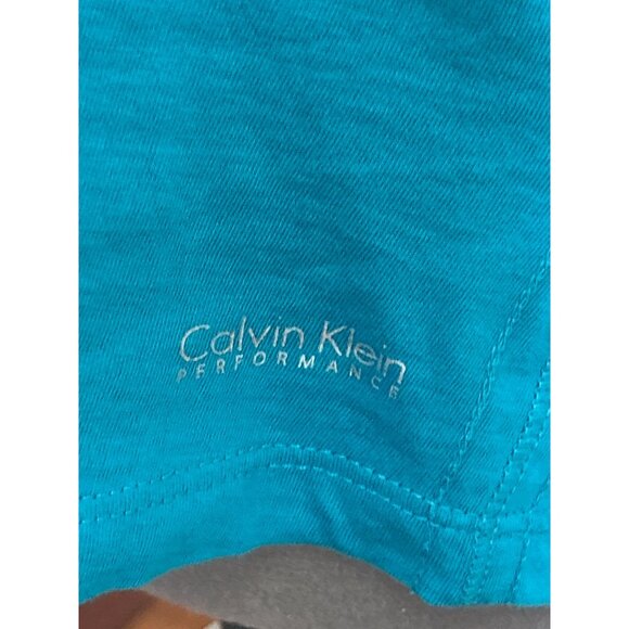 Bundle Of 2 Tees: Calvin Klein Performance Teal & Loft Sunwashed Striped Medium - Picture 2 of 11